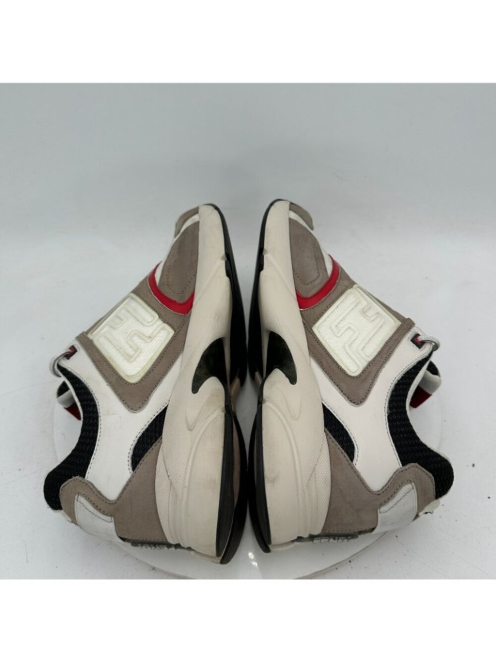 Fendi Faster Men Size 9 White Beige Tricolor Canvas Nubuck Leather Low Top Shoes - Picture 6 of 11